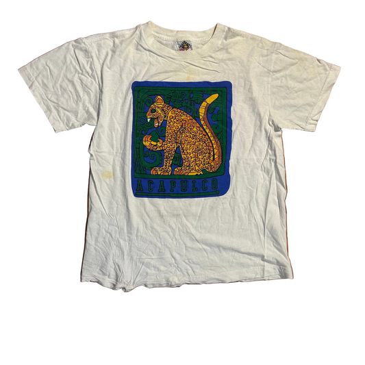 90's Bye Bye Capulco White Tshirt - Medium - 21" x 26.5"