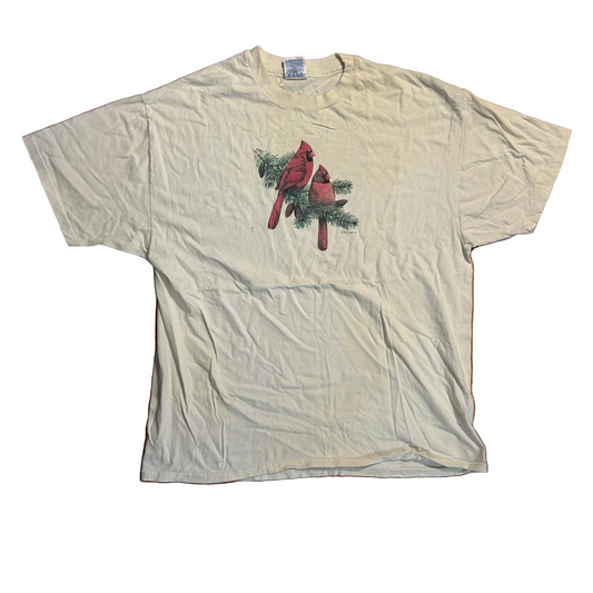 90's Hanes Beefy Cardinals Bird White Tshirt - XLarge - 24" x 31"