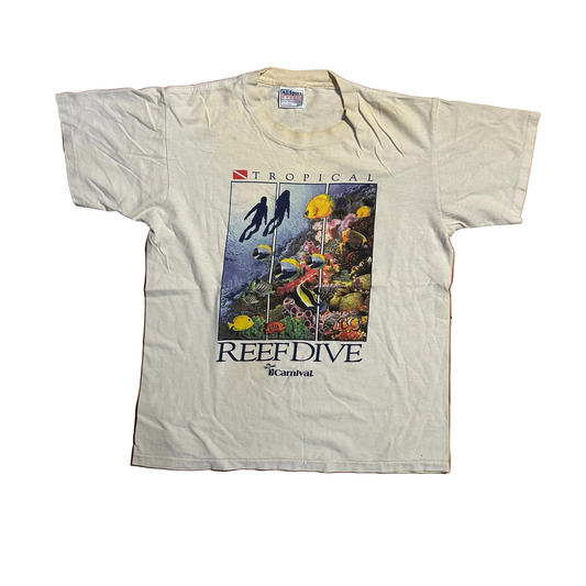 90's Allsport Tropical Reef Dive Carnival White Tshirt - Medium - 20" x 25.5"