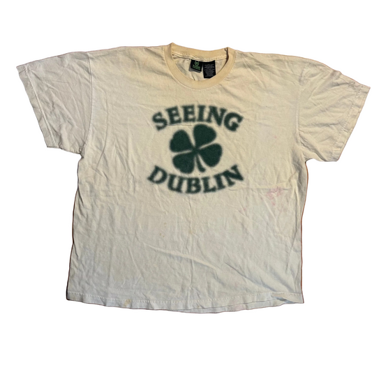 St Paddys Lucky Tshirt Seeing Dublin White Tshirt - XLarge - 26" x 30.5"