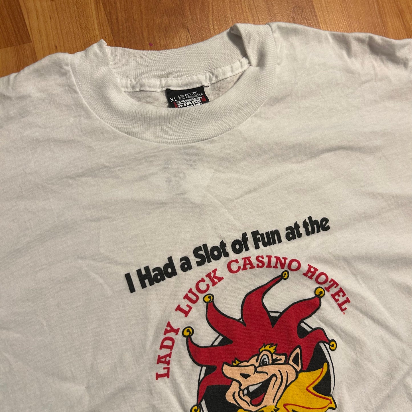 90’s Screen Stars Mad Money Casino Slots White Tshirt - Large - 22.5" x 29"