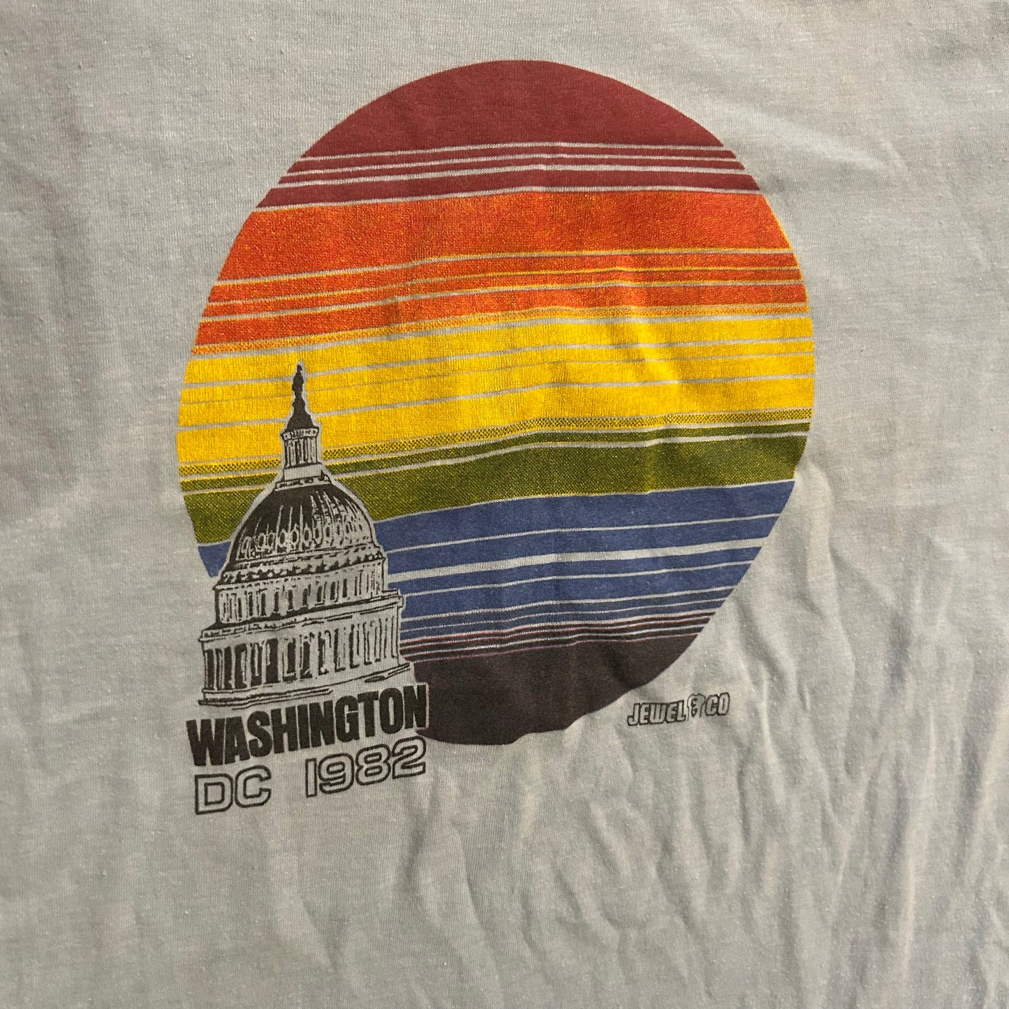 80's Washington DC Pride Rainbow Light Blue Tshirt - XSmall - 16" x 25"