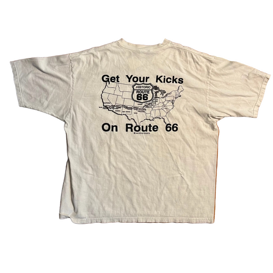 90’s Route 66 Get Your Kicks White Tshirt - XLarge - 24.5" x 27.5"