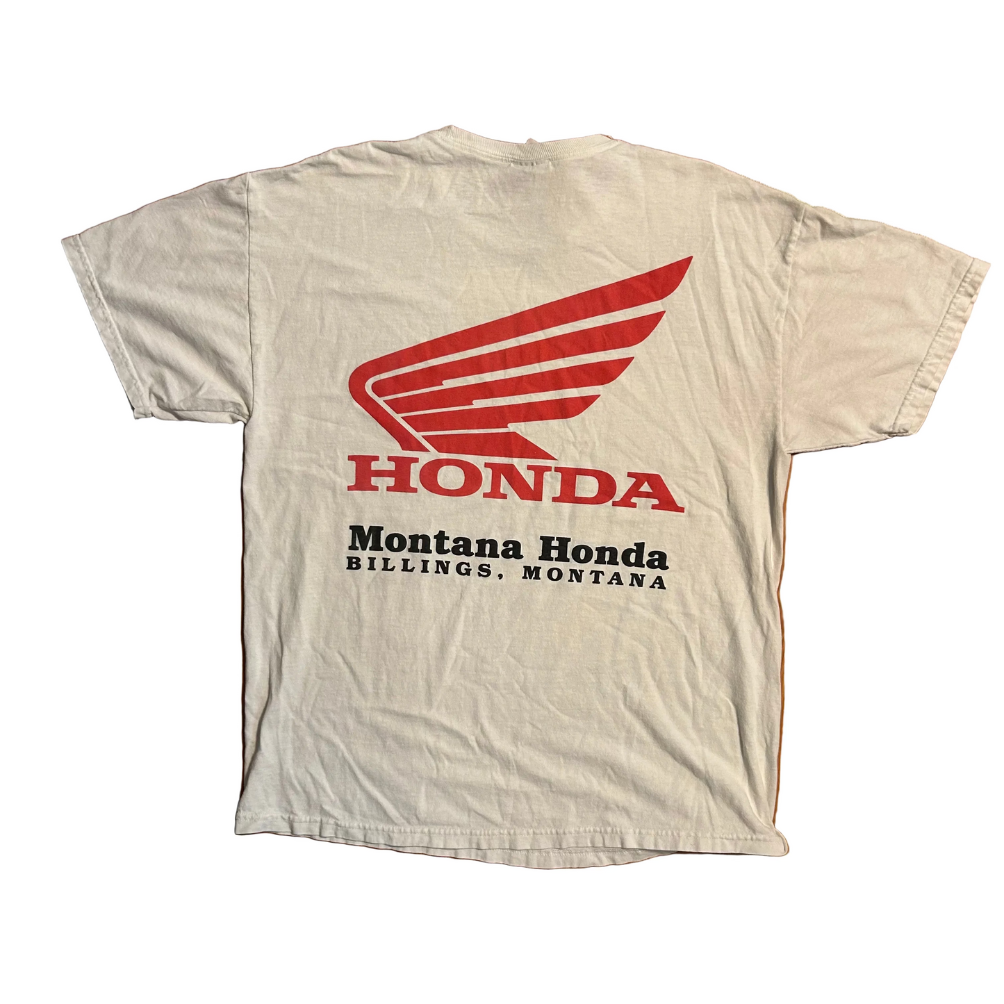 Hanes Montana Ridin the Big Sky Honda White Tshirt - Medium - 21" x 28"