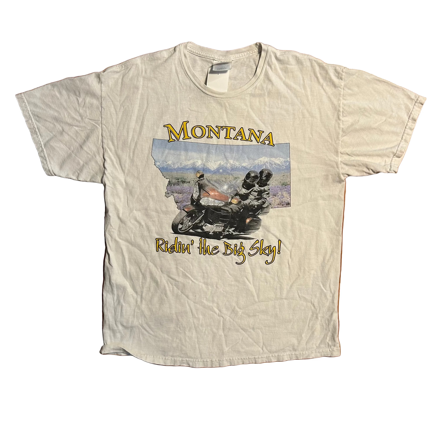 Hanes Montana Ridin the Big Sky Honda White Tshirt - Medium - 21" x 28"