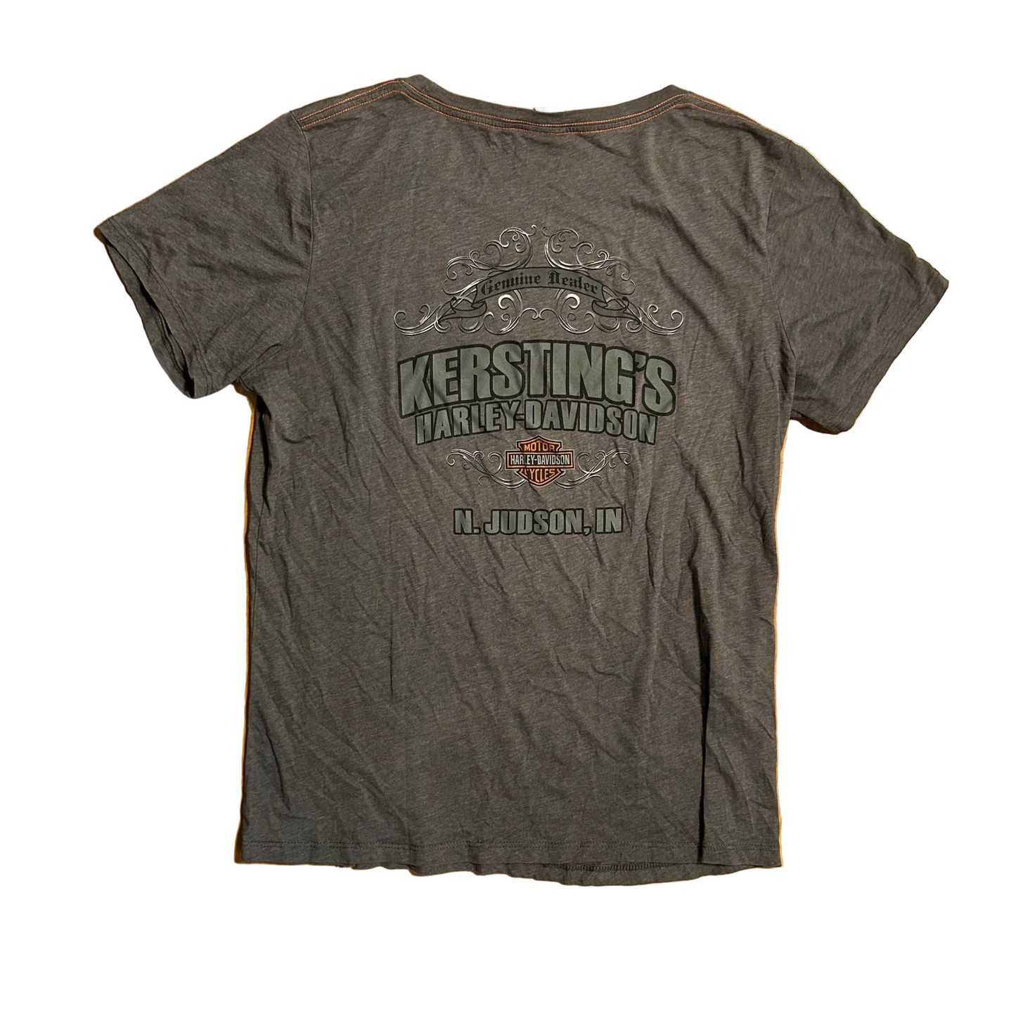 Harley Davidson Kerstings Judson Indiana Grey Tshirt - Large - 22" x 28.5"