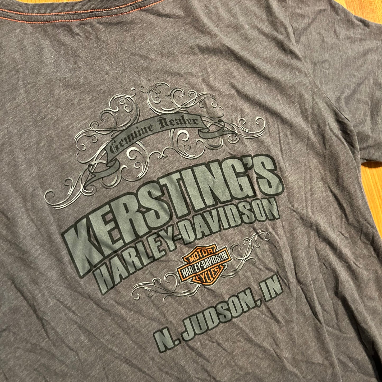 Harley Davidson Kerstings Judson Indiana Grey Tshirt - Large - 22" x 28.5"