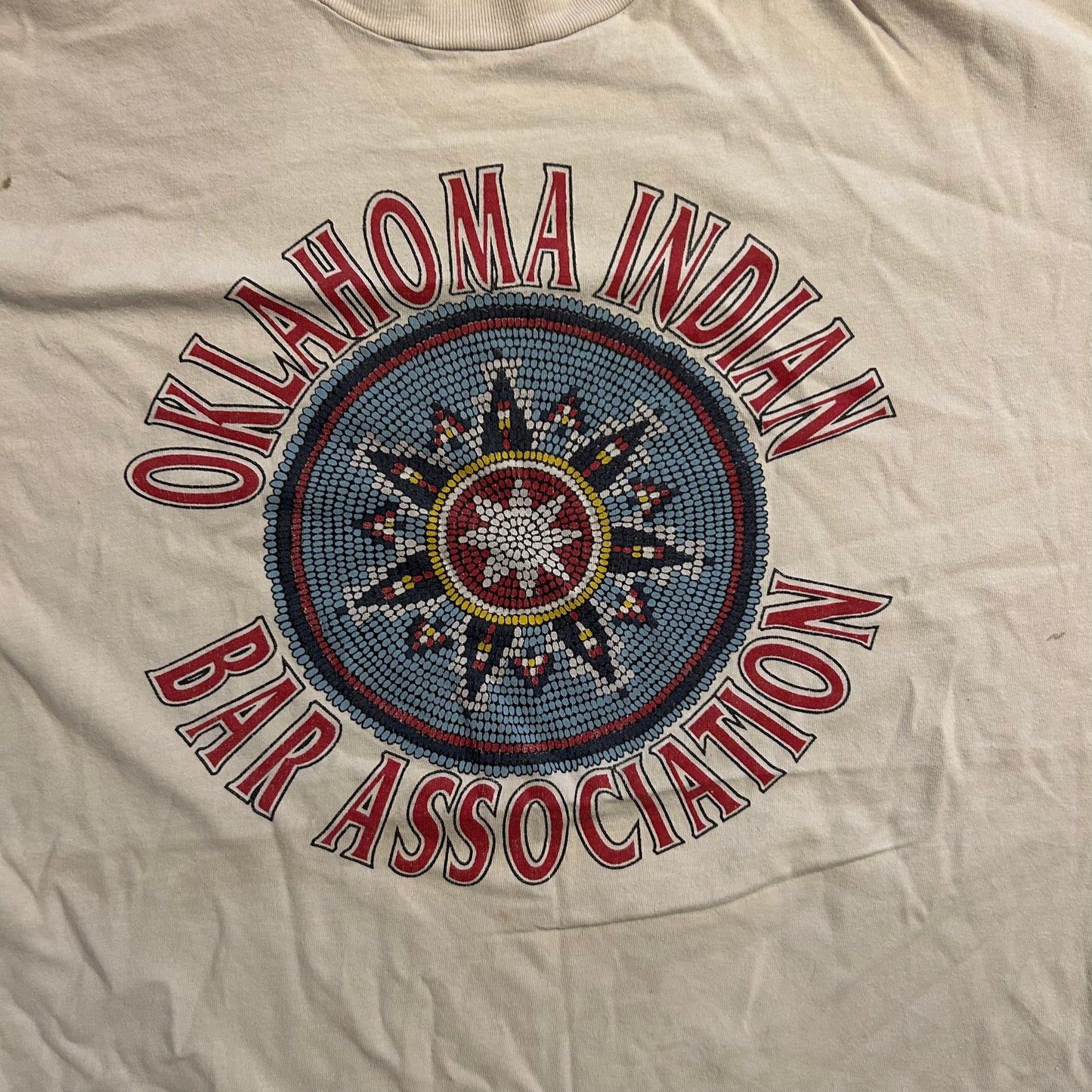 90's Hanes Beefy T Oklahoma Indian Bar Association White Tshirt - Large - 22.5" x 29"