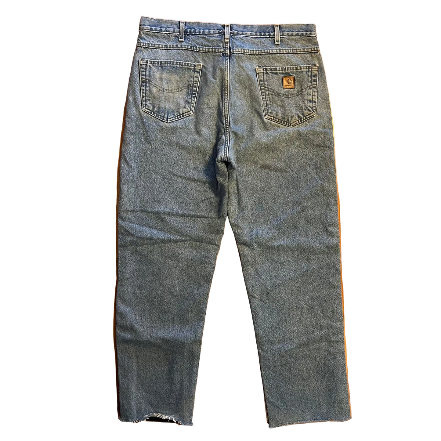 Carphartt Fleece Lined Denim Blue Jeans Cutoff Carhartt Pants - 36" x 31"