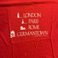 90's Oneita 50/50 London Paris Rome Germantown Red Tshirt - Medium - 21" x 28"