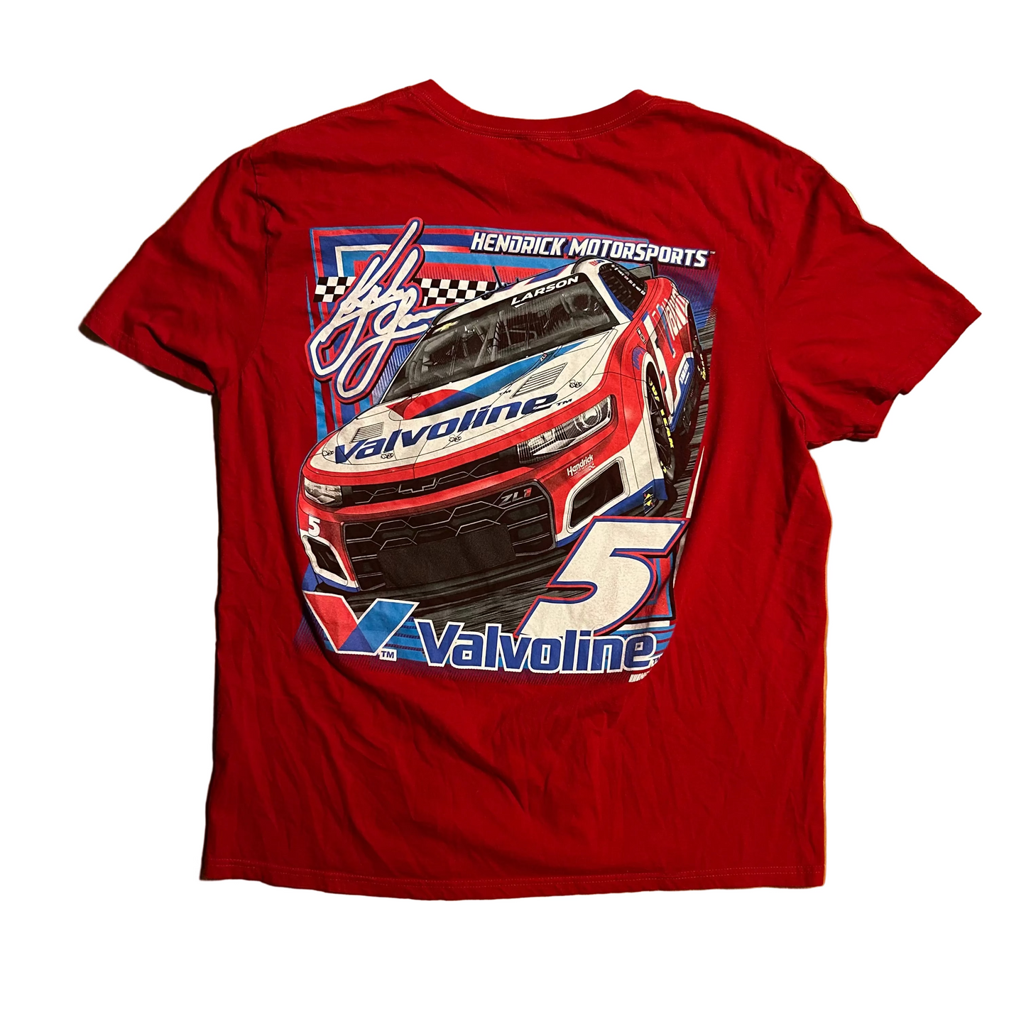 NASCAR Hendricks Motorsports Valvoline Red Tshirt - Large - 23" x 28.5"