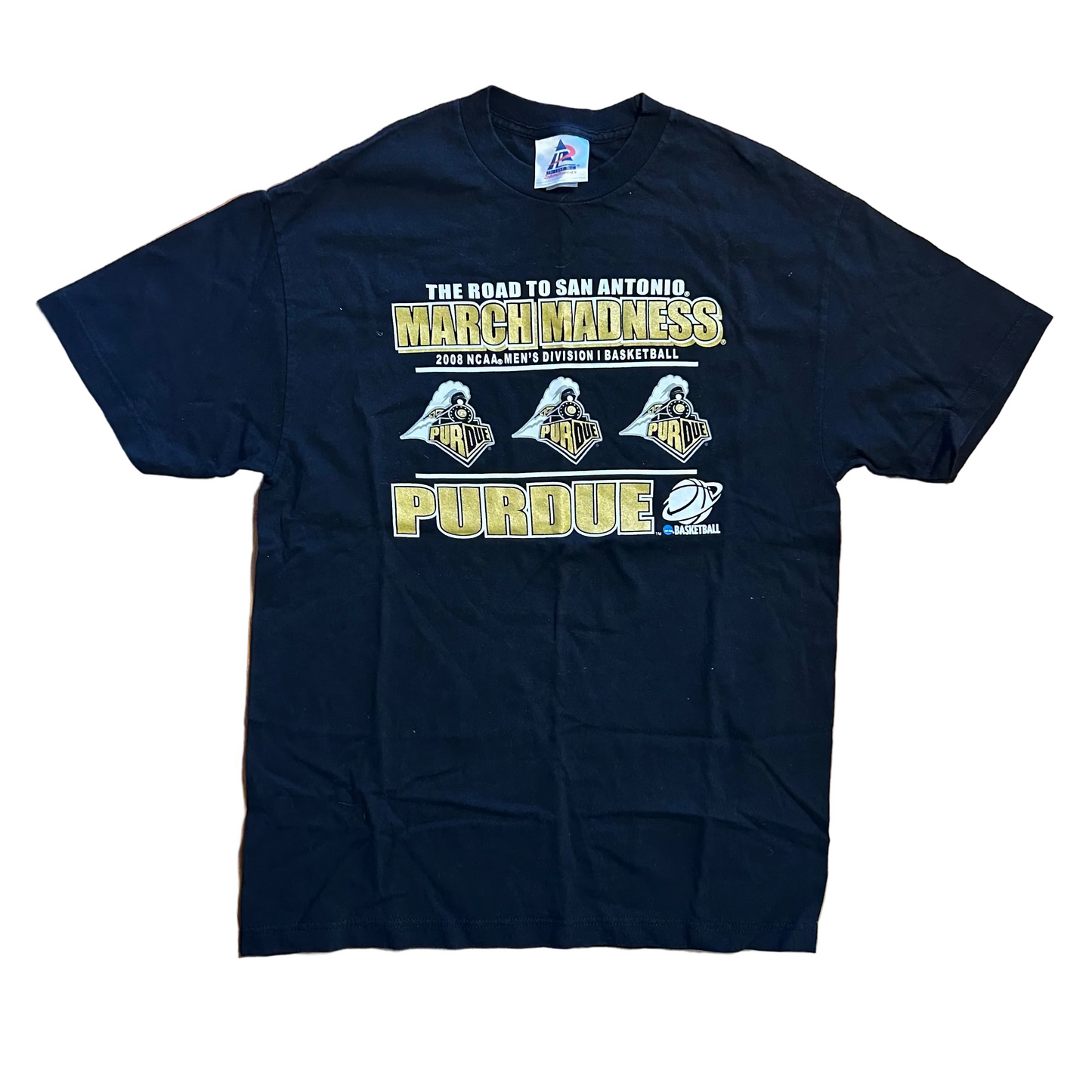 Tri Lake Purdue Boilermakers 2008 Black University March Madness Tshirt - Medium - 20.5" x 30"