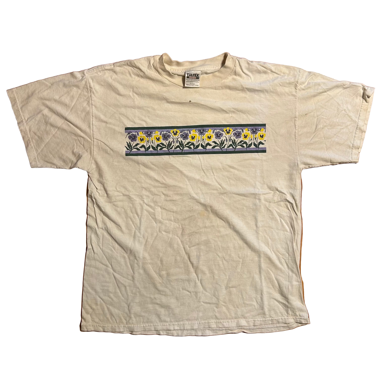 Flower Pink Purple Design White Tshirt - Large - 22.5" x 29"