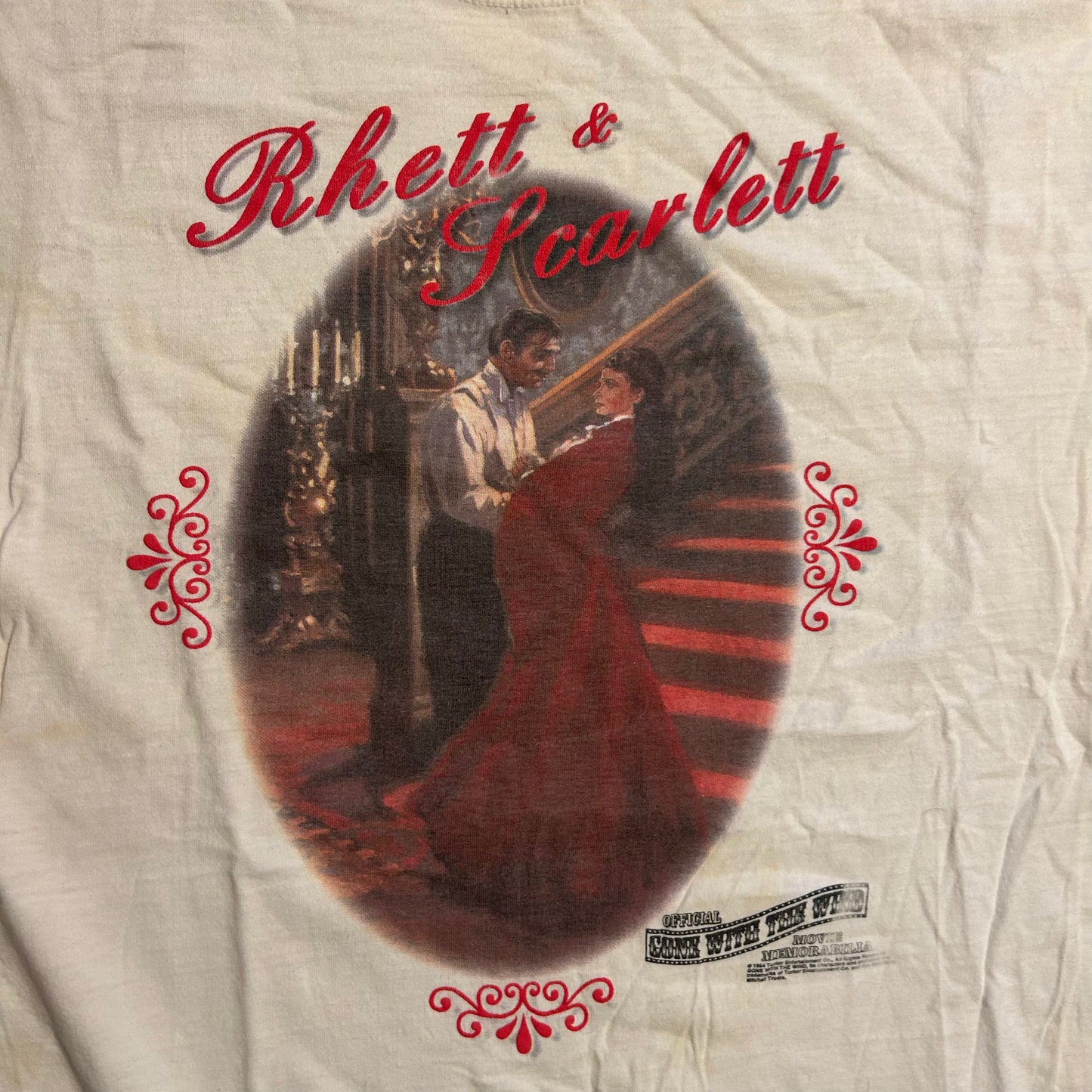 90's Gone With The Wind Rhett and Scarlett Married White Tshirt - Medium - 20" x 28.5"