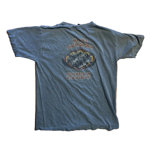 Harley Davidson American Legend Columbus Motorcycles Grey Tshirt - Large - 22" x 29"