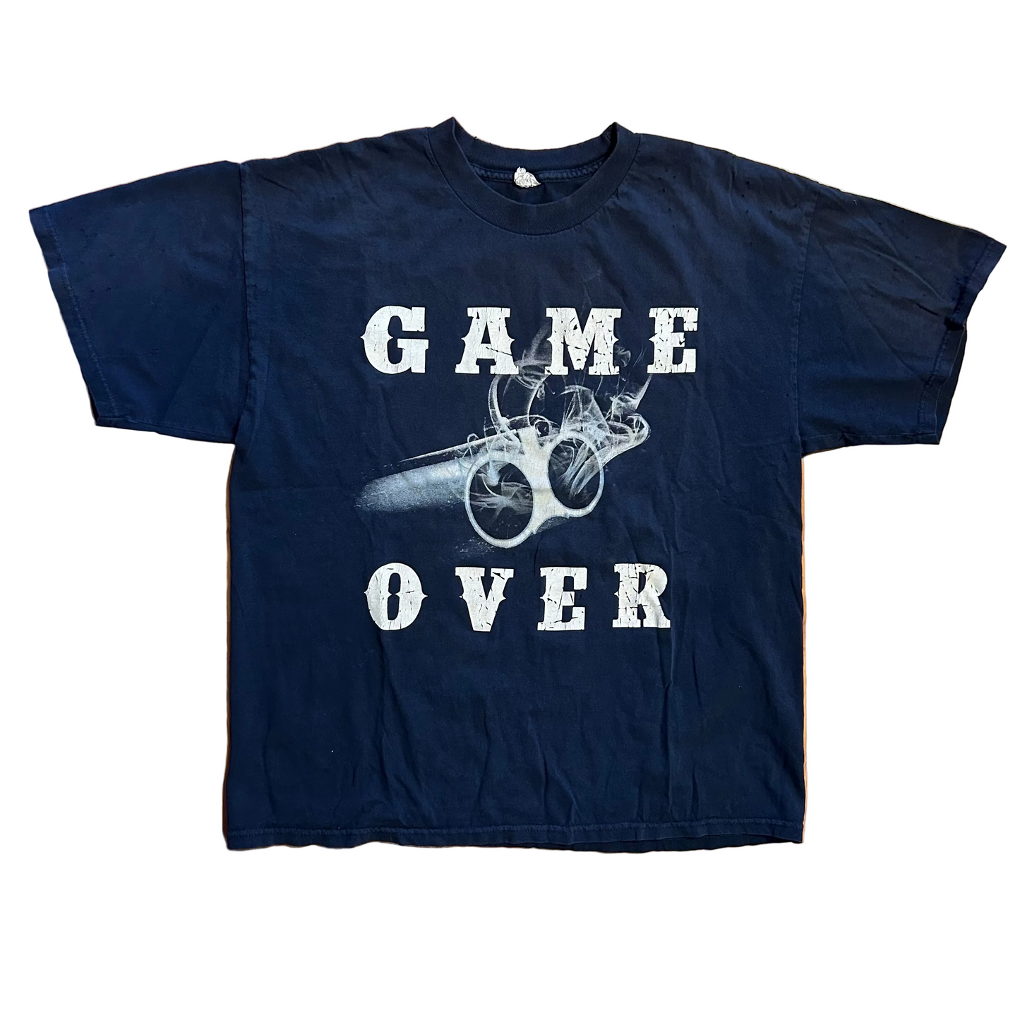 Alstyle Game Over Black Distressed Tshirt - Large - 23" x 27.5"