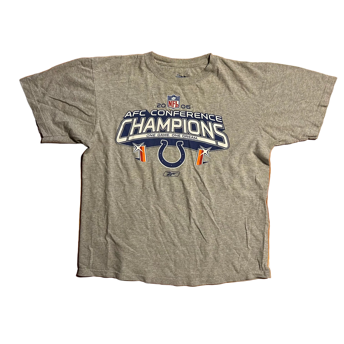 2006 Reebok Colts Indianapolis NFL AFC Champions Grey Football Tshirt - Large - 22" x 26"