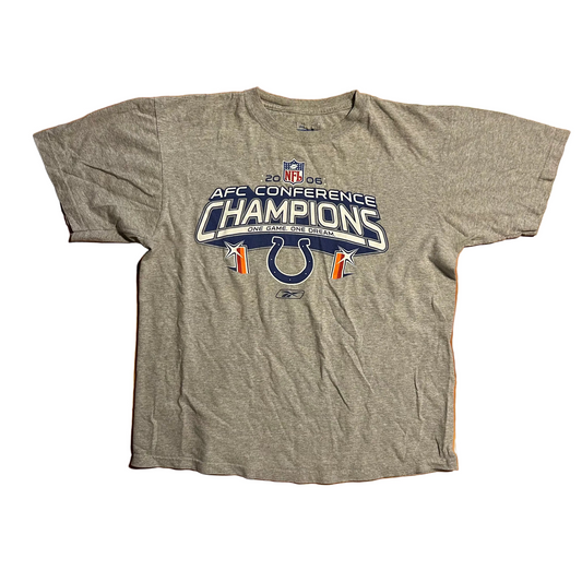2006 Reebok Colts Indianapolis NFL AFC Champions Grey Football Tshirt - Large - 22" x 26"
