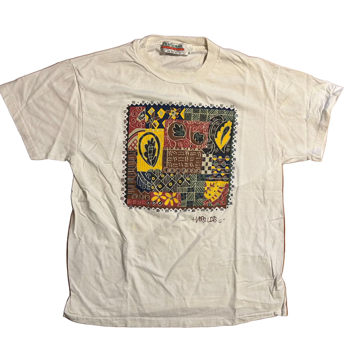 90's Old School Clothing Design White Tshirt - Medium - 20" x 27"