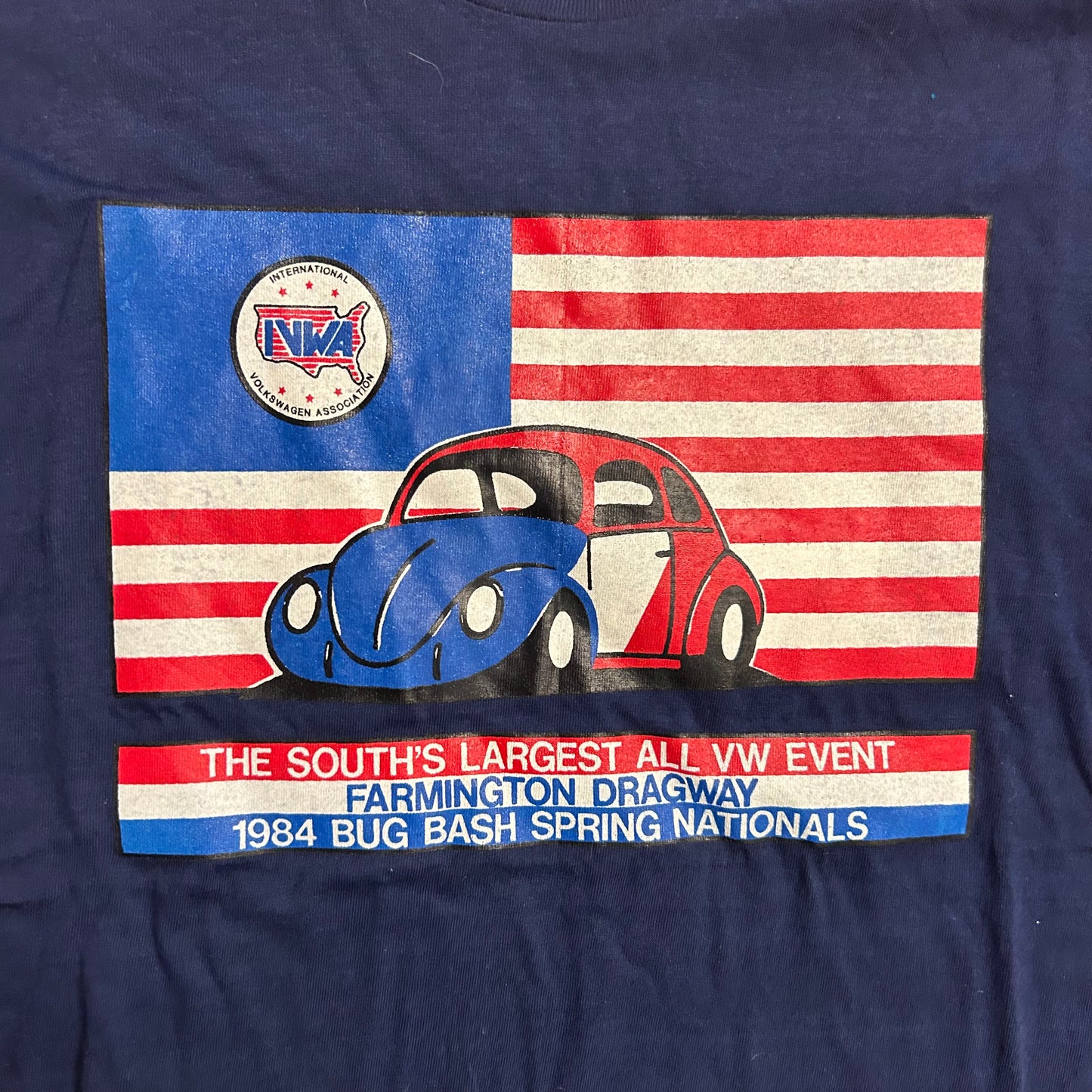 80's Bug Bash Volkswagen Nationals Navy Blue Tshirt - Medium - 21" x 28.5"