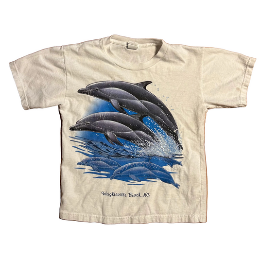 FunKids Wrightsville Beach Dolphins Ocean White Tshirt - XSmall - 16" x 19"