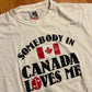 Bulldog Somebody in Canada Loves Me White Tshirt - Medium - 21" x 25"