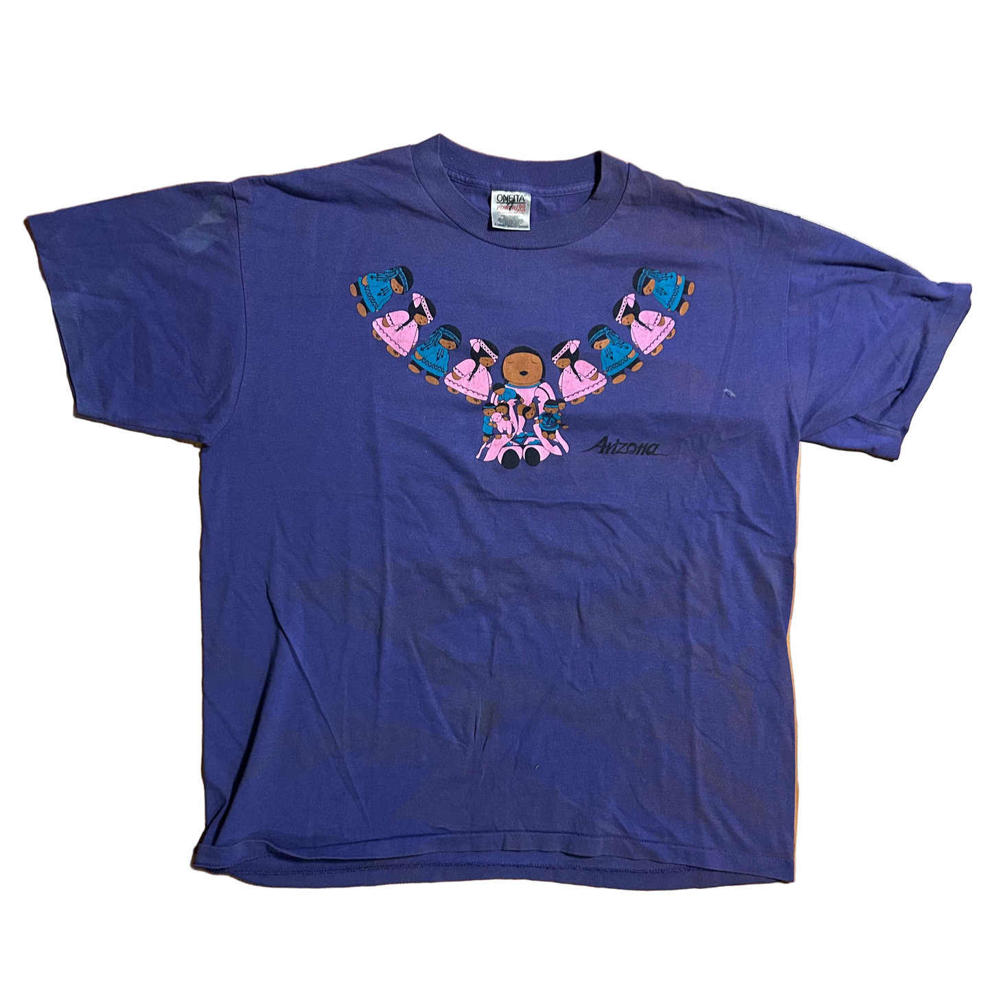 90's Oneita Arizona Native American Purple Tshirt - Large - 23" x 28.5"