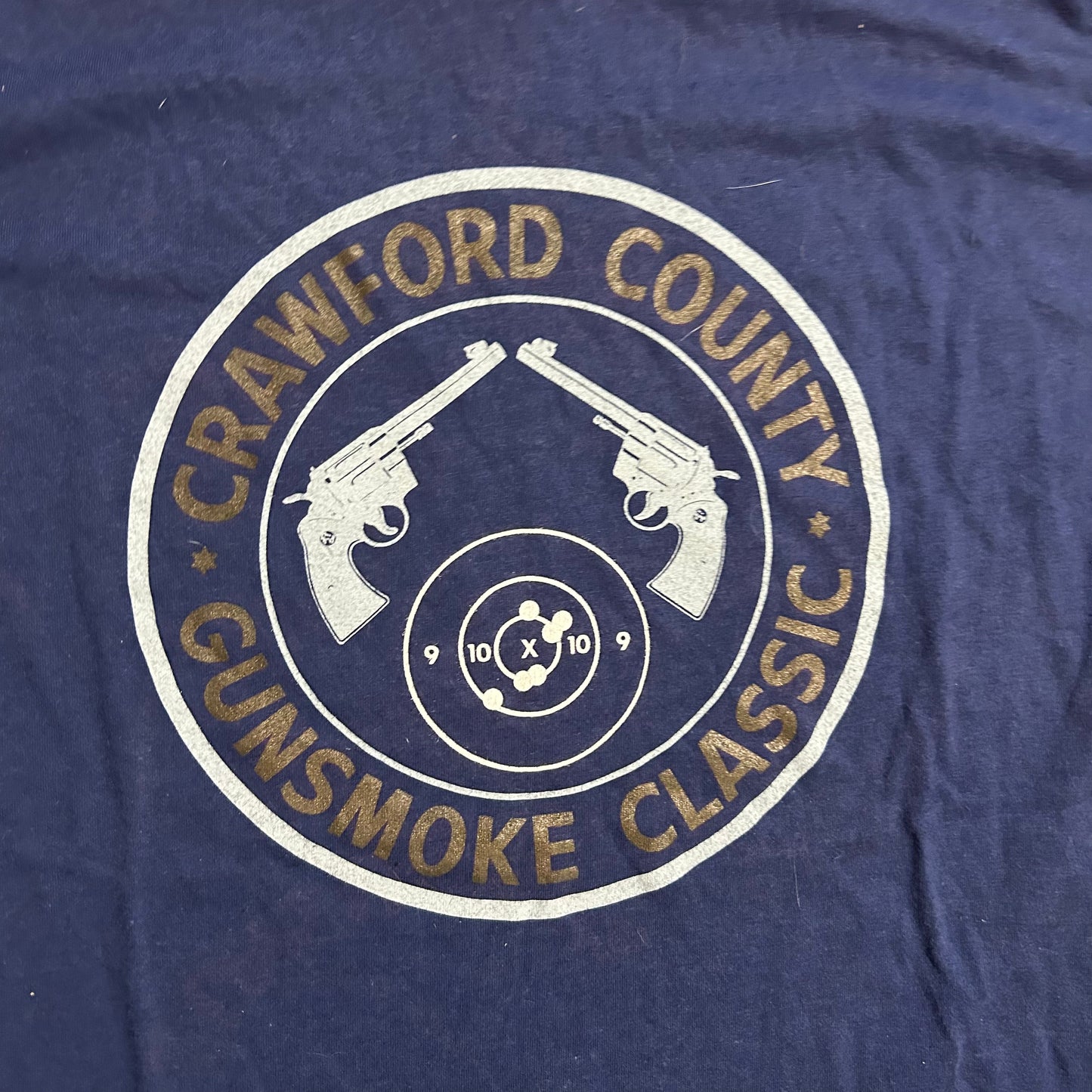 Hanes Fifty Fifty Crawford County Gunsmoke Classic Navy Blue Tshirt - Medium - 20.5" x 28.5"