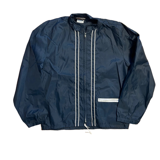 70/80's Sportsmaster Navy Nylon Zip Up Windbreaker Jacket - XLarge - 24.5" x 27"