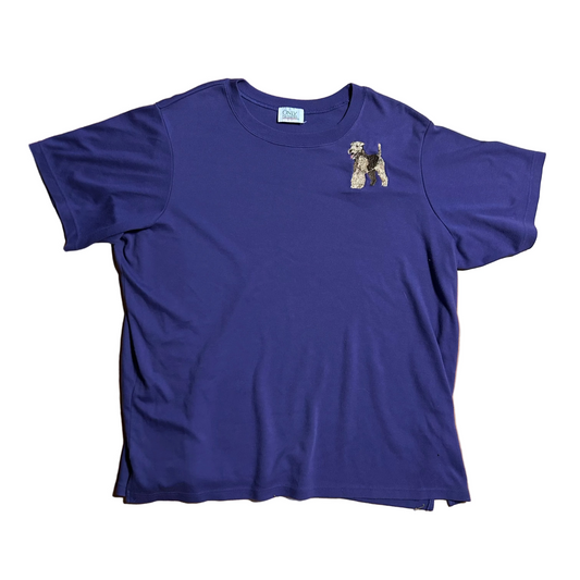 Only Necessities Purple Embroidered Terrier Tshirt - XLarge - 27" x 30"