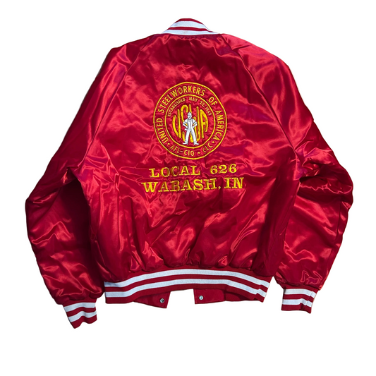 80's King Louie Red Wabash Steelworkers of America AFL Varsity Jacket - Large - 23.5" x 27"