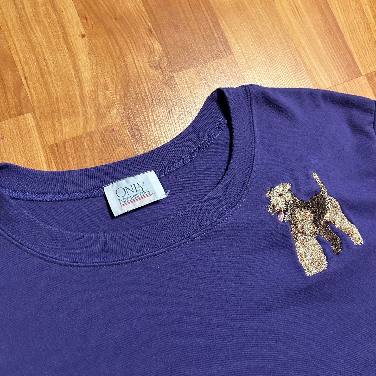 Only Necessities Purple Embroidered Terrier Tshirt - XLarge - 27" x 30"