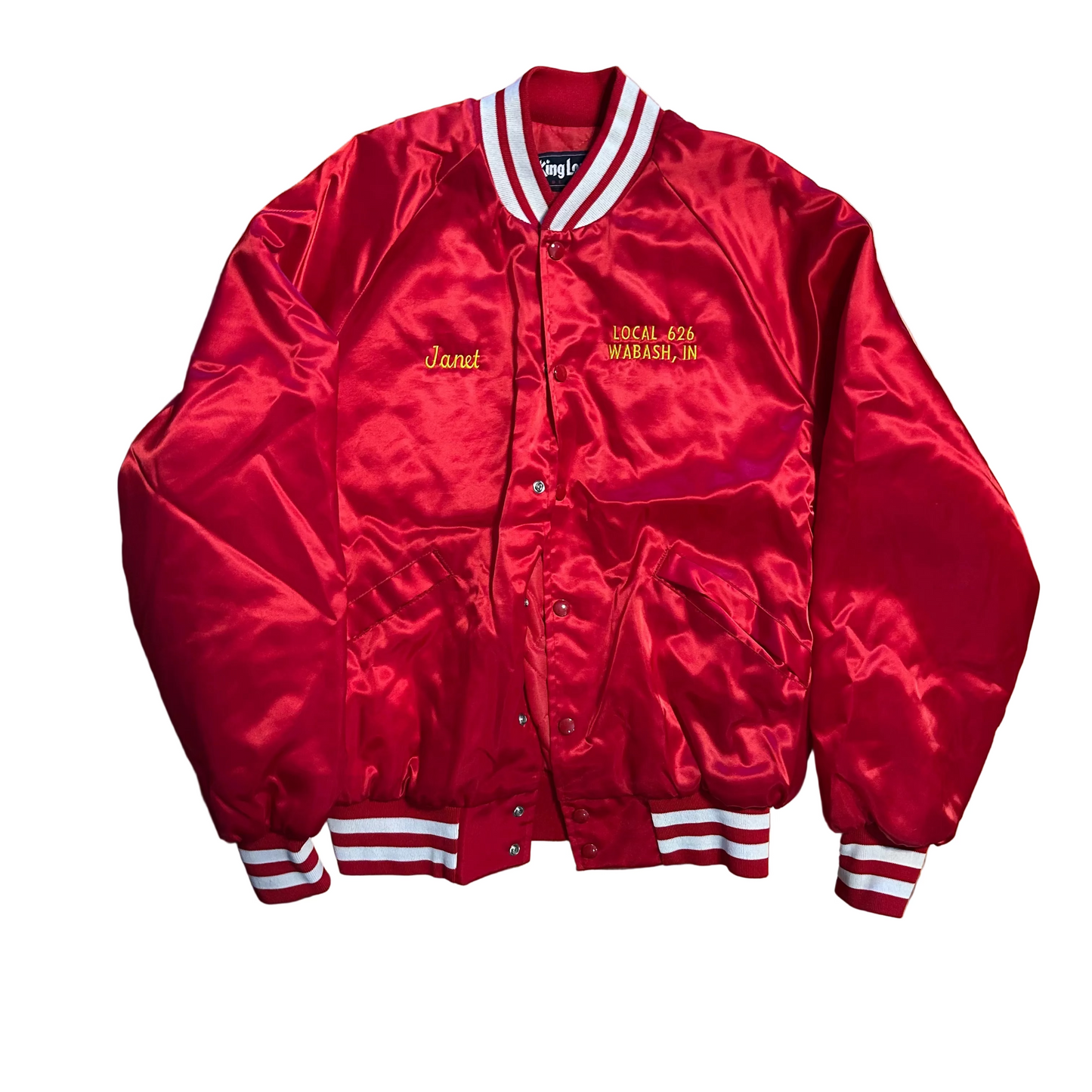 80's King Louie Red Wabash Steelworkers of America AFL Varsity Jacket - Large - 23.5" x 27"