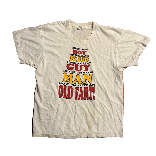 80/90’s Old Fart White Tshirt - Medium - 21" x 26"