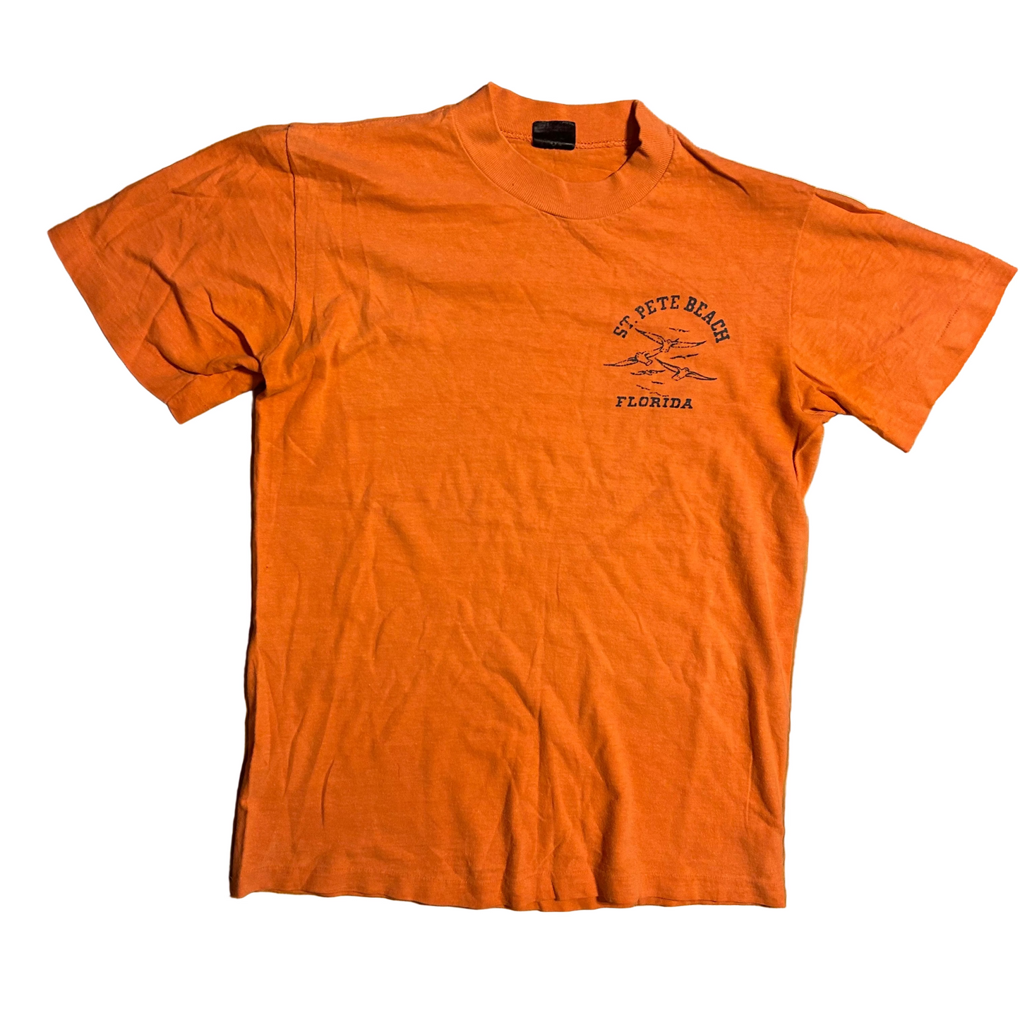 80/90's St Pete Beach Florida Orange Tshirt - Small - 18" x 24.5"