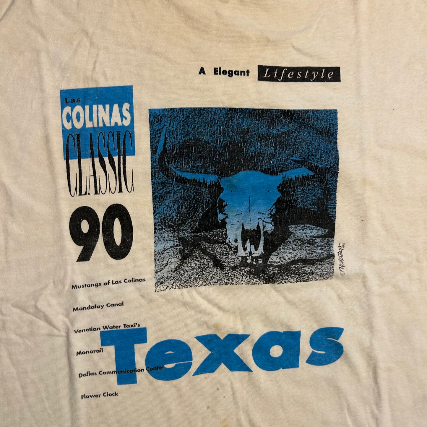 90's Hanes Beefy T Texas Colinas Classic White Tshirt - Medium - 20" x 28"