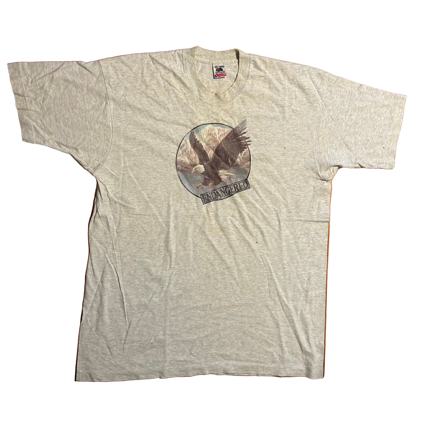 90's FOTL Bald Eagle Endangered Grey Tshirt - Large - 23.5" x 32"