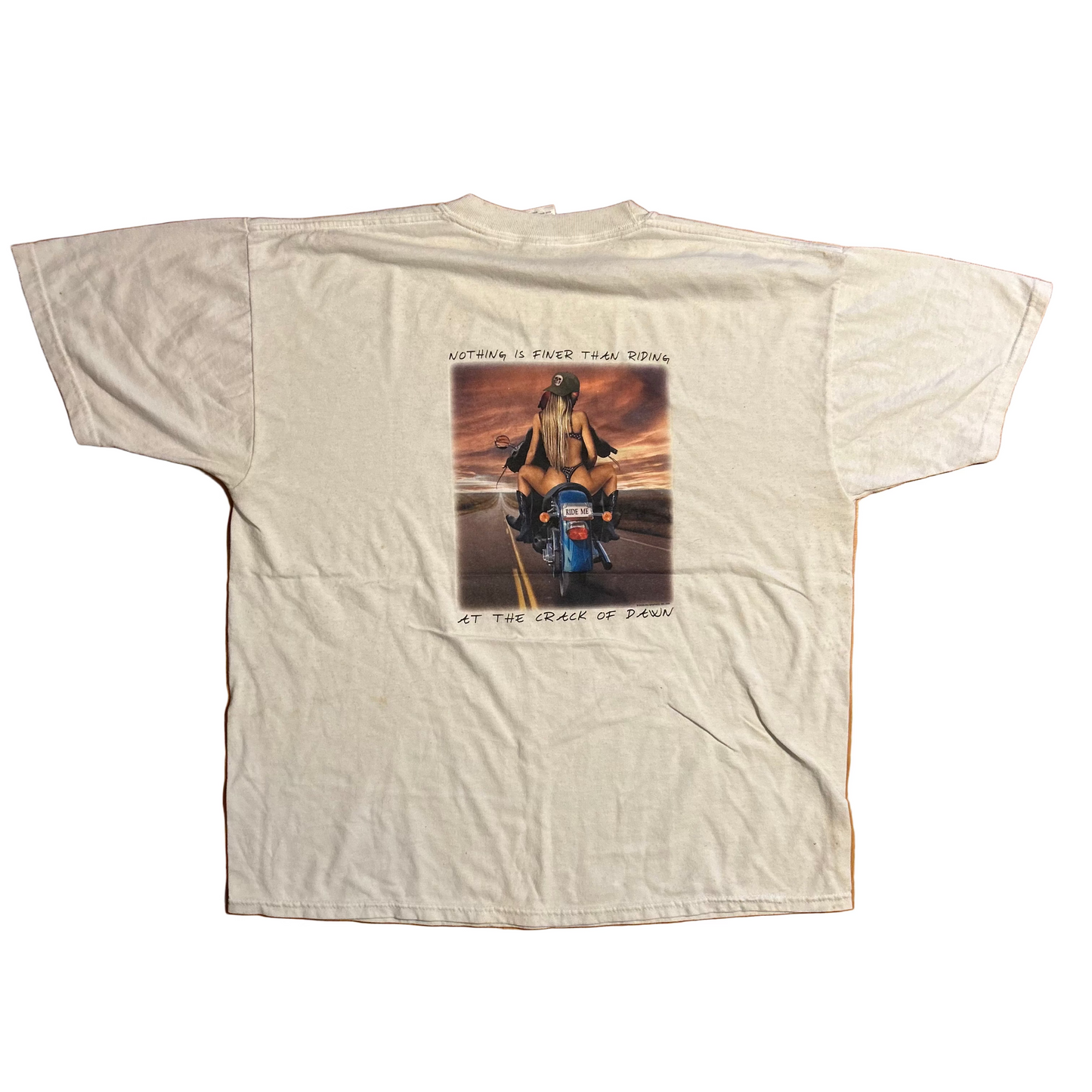 Jerzees Crack of Dawn Motorcycle White Tshirt - XLarge - 24" x 28"