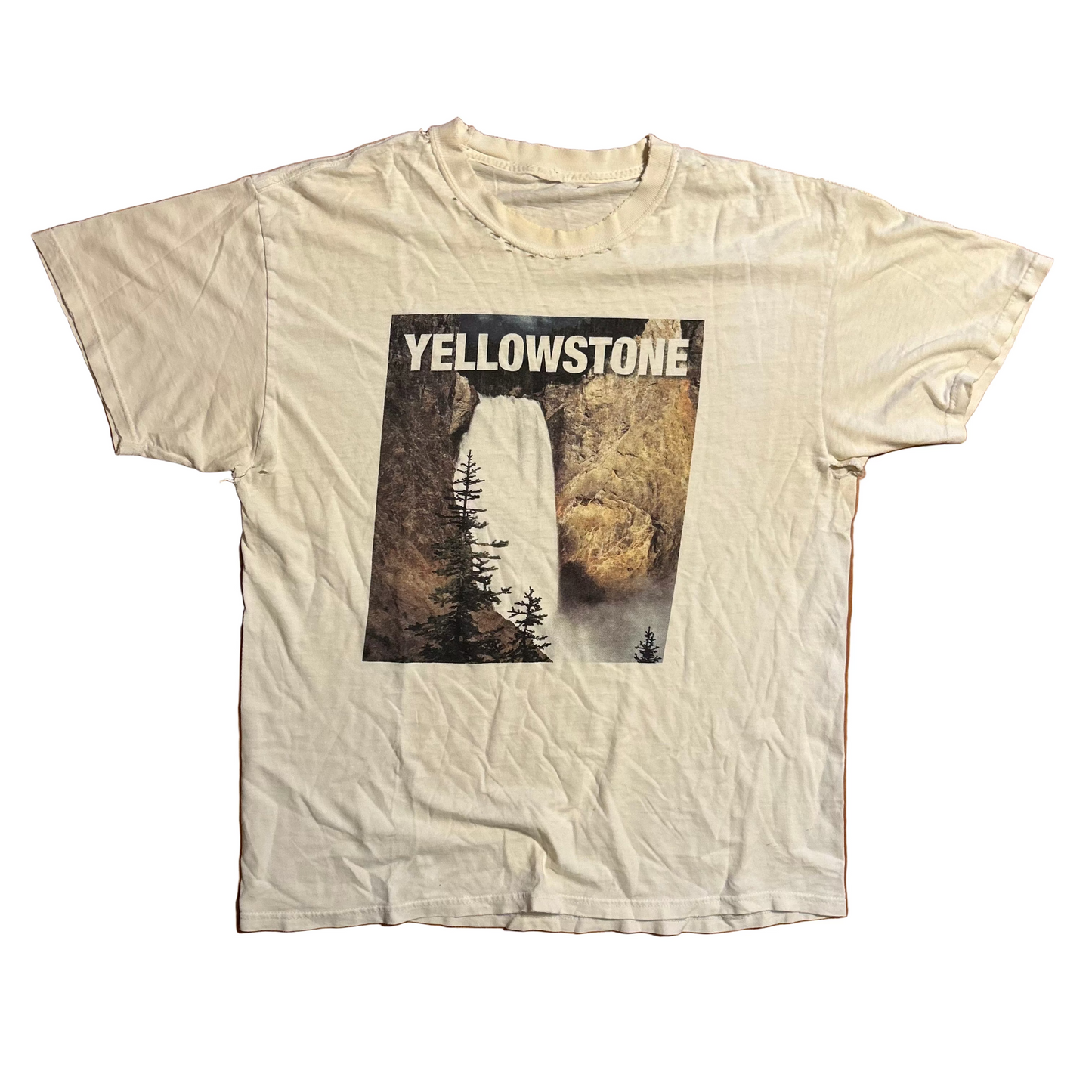 Yellowstone National Park White Distressed Tshirt - Medium - 21" x 27"