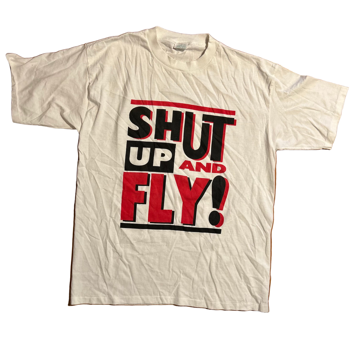 90's Shut Up and Fly RipCord White Tshirt - Large - 22" x 30"
