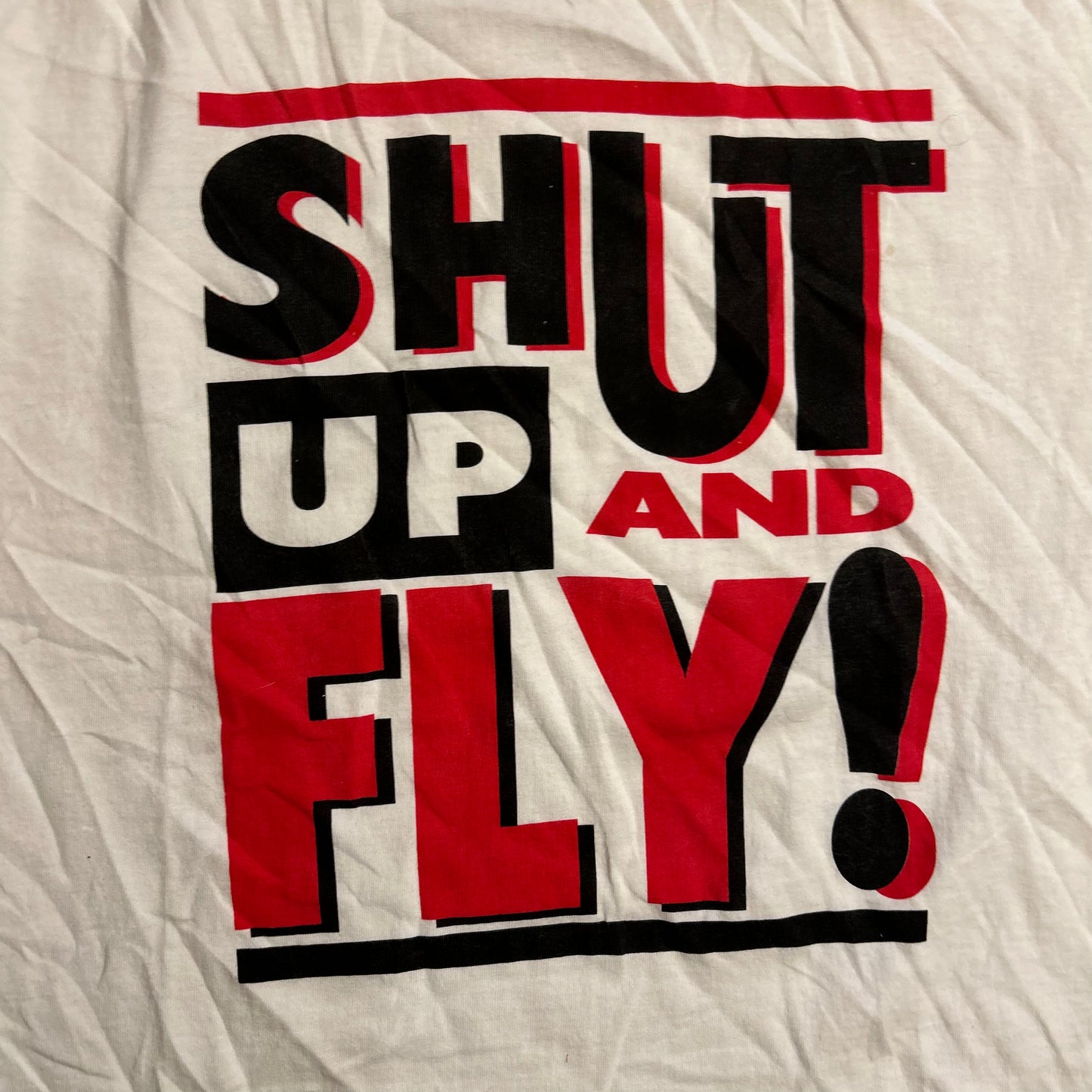 90's Shut Up and Fly RipCord White Tshirt - Large - 22" x 30"