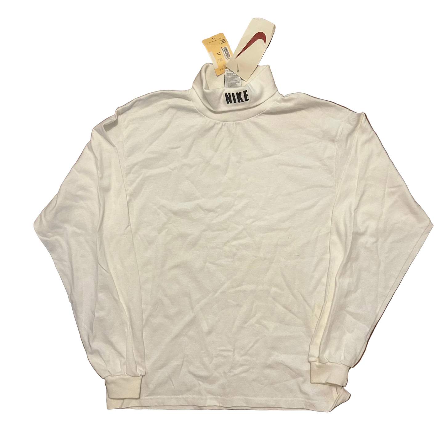 NWT Brand New 90’s Nike White Mock Neck Longsleeve Shirt - Tagged Kids - Medium - 20" x 27"