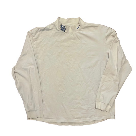 00’s Nike Kentucky University Wildcats White Mock Neck Longsleeve Shirt - Large - 22" x 25.5"