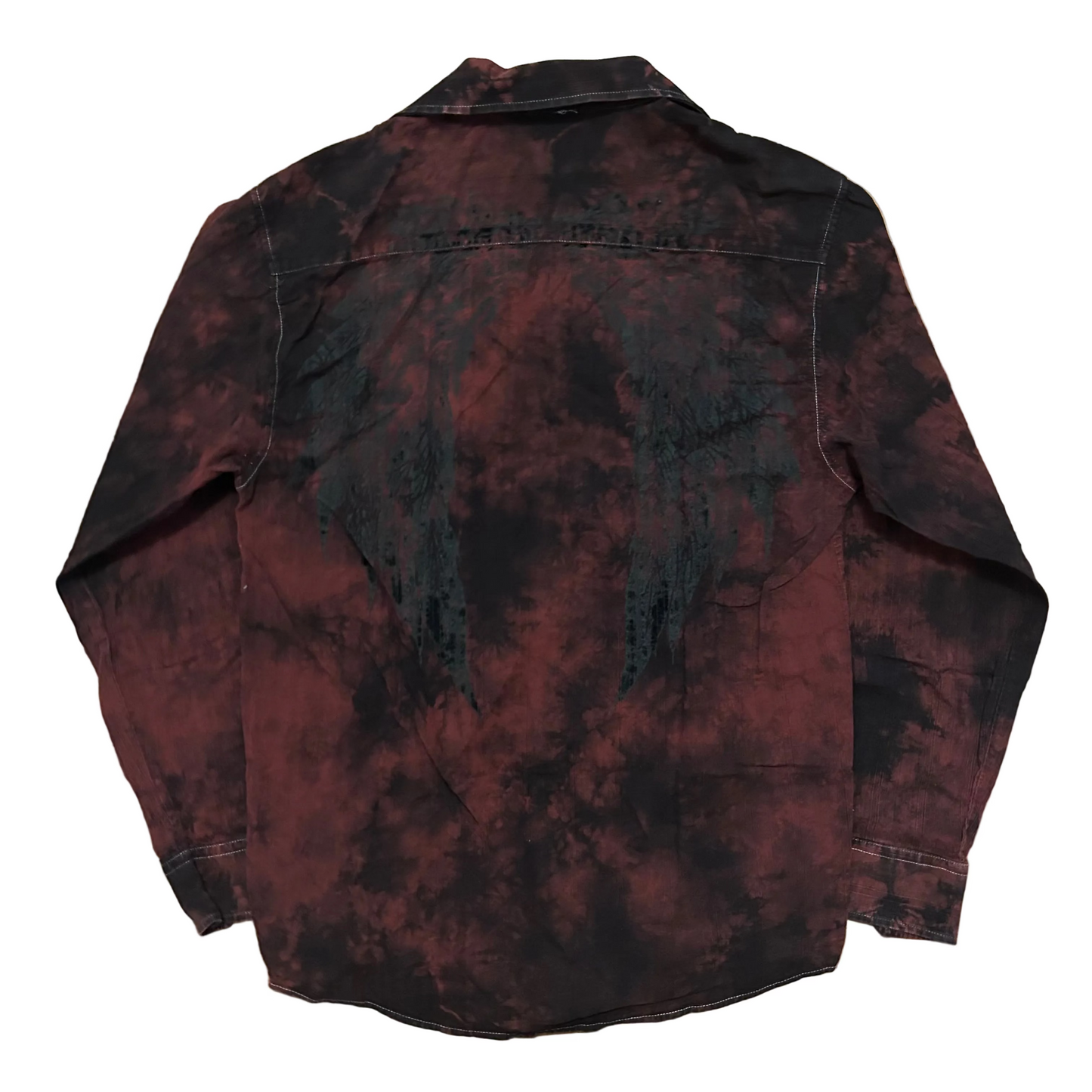 Eighty Eight Cotton Y2K Maroon Black Button Up Shirt - Medium - 20" x 30"