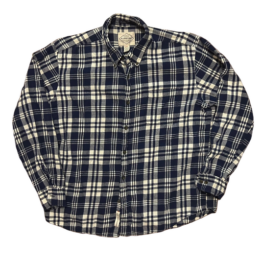 St John’s Bay Blue White Button Down Cotton Shirt - XLarge - 25" x 30"