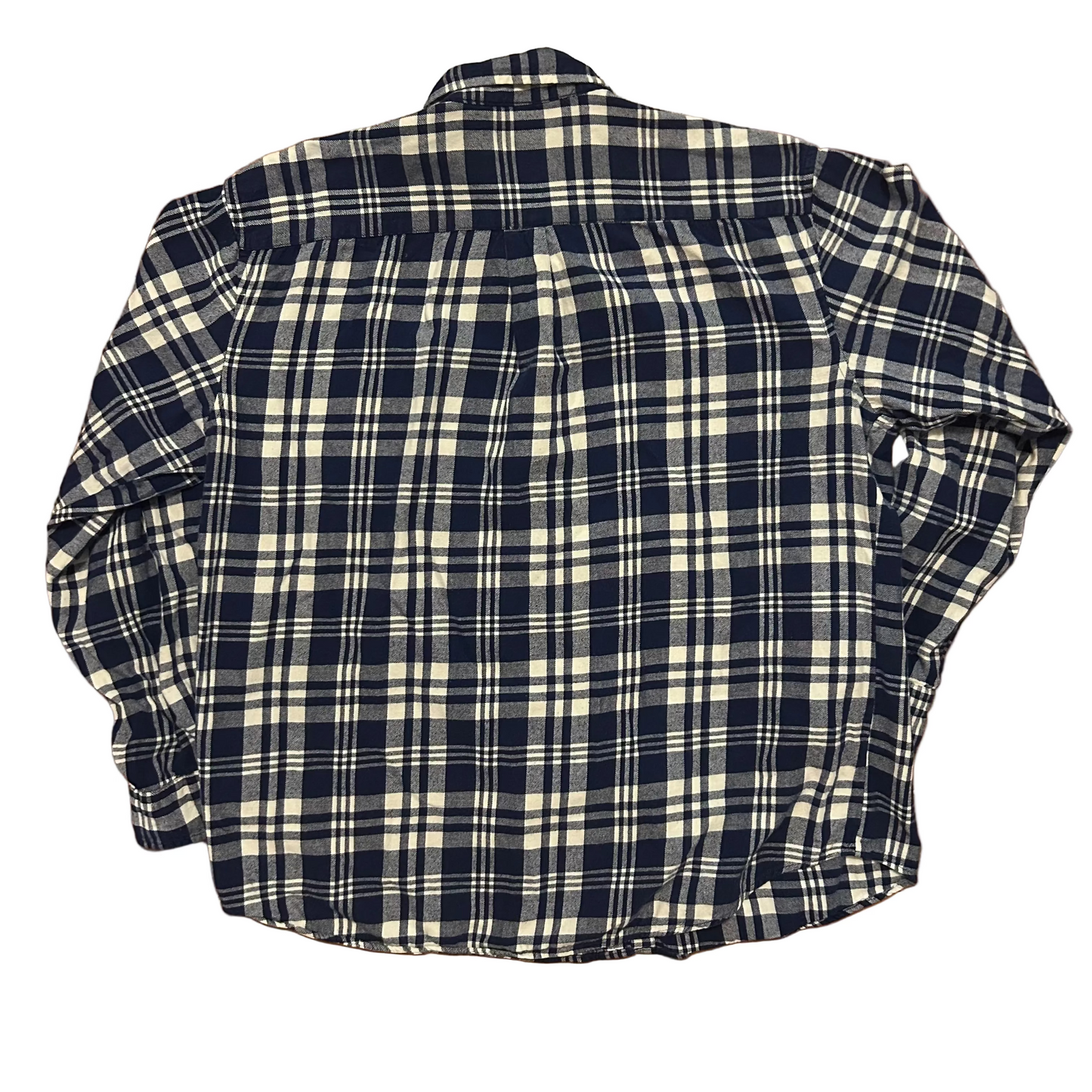 St John’s Bay Blue White Button Down Cotton Shirt - XLarge - 25" x 30"