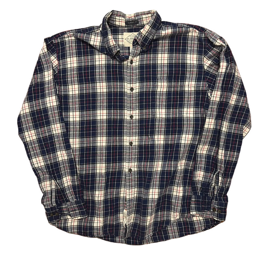 St John’s Bay Blue Red White Button Down Cotton Flannel Shirt - XLarge - 24" x 31"