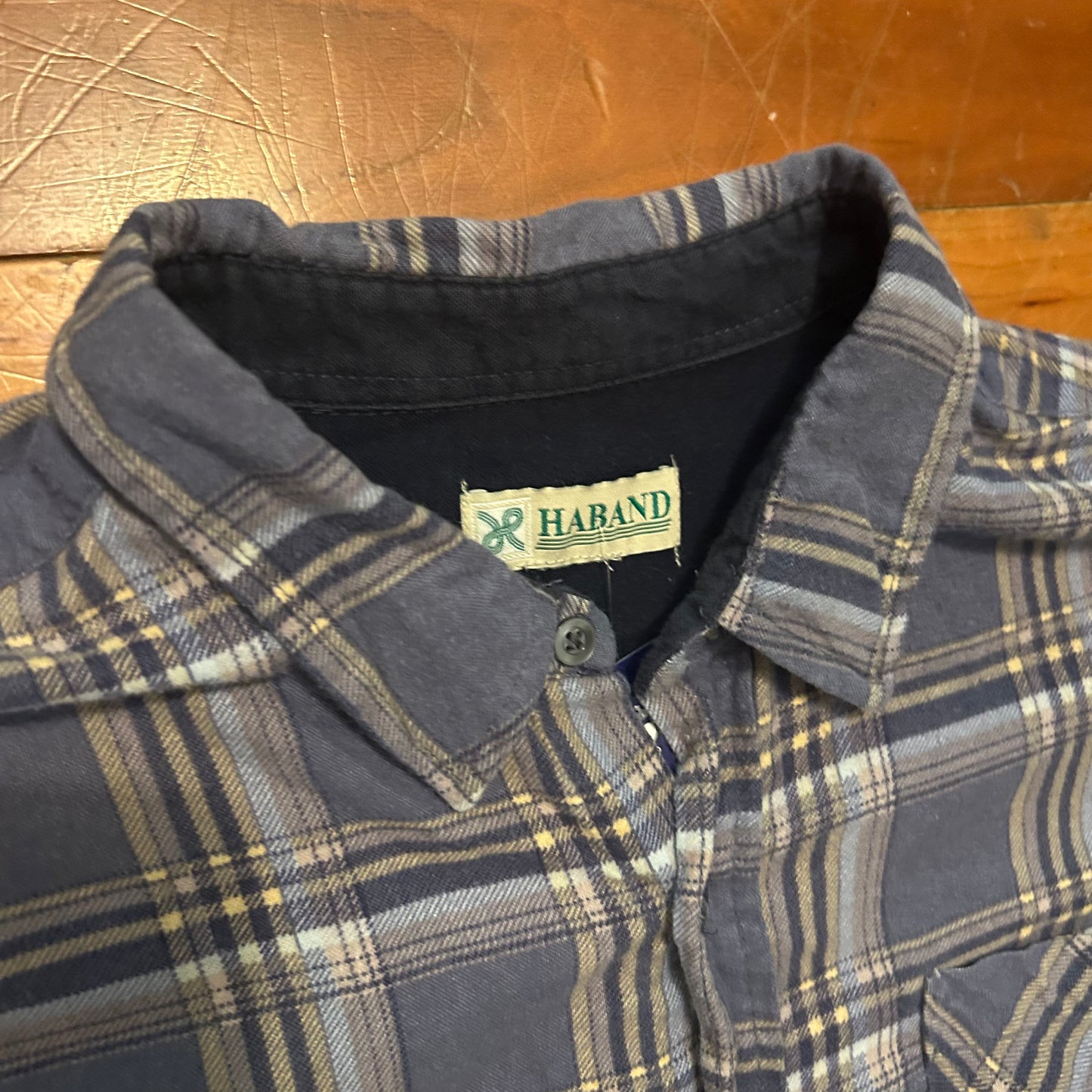 90’s Haband Button Up Blue Flannel Shirt - Large - 23" x 30.5"