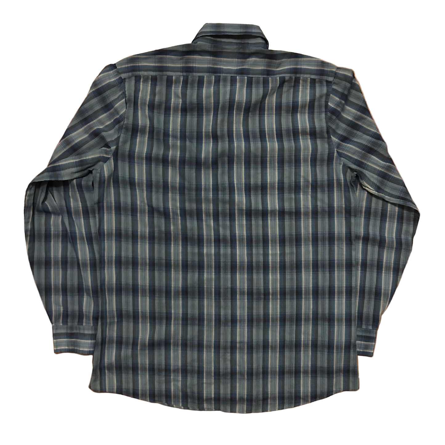 90’s Geno Gene Ostro Poly Cotton Blue Button Up Shirt - Large - 22.5" x 31"