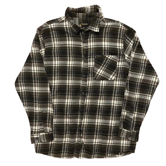 Stanley Black Brown Button Up Flannel Shirt - XLarge - 24" x 32"